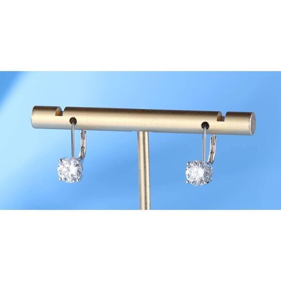 CERTIFIED~SALE~ 2 Ct. Round Genuine Diamond Moissanite Leverback Earrings - Picture 5 of 6